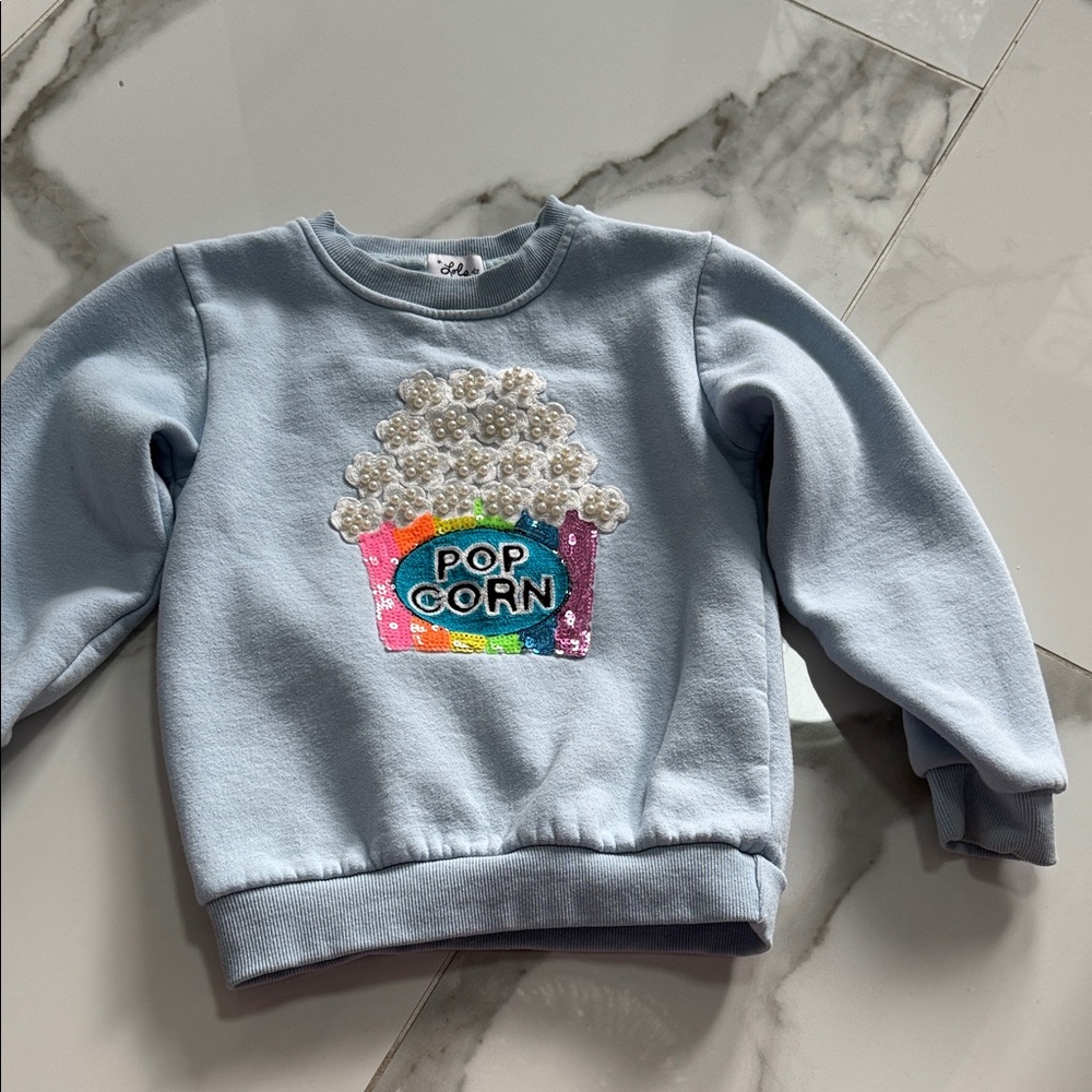 Lola + The Boys Blue Popcorn Embellished Sweatshirt